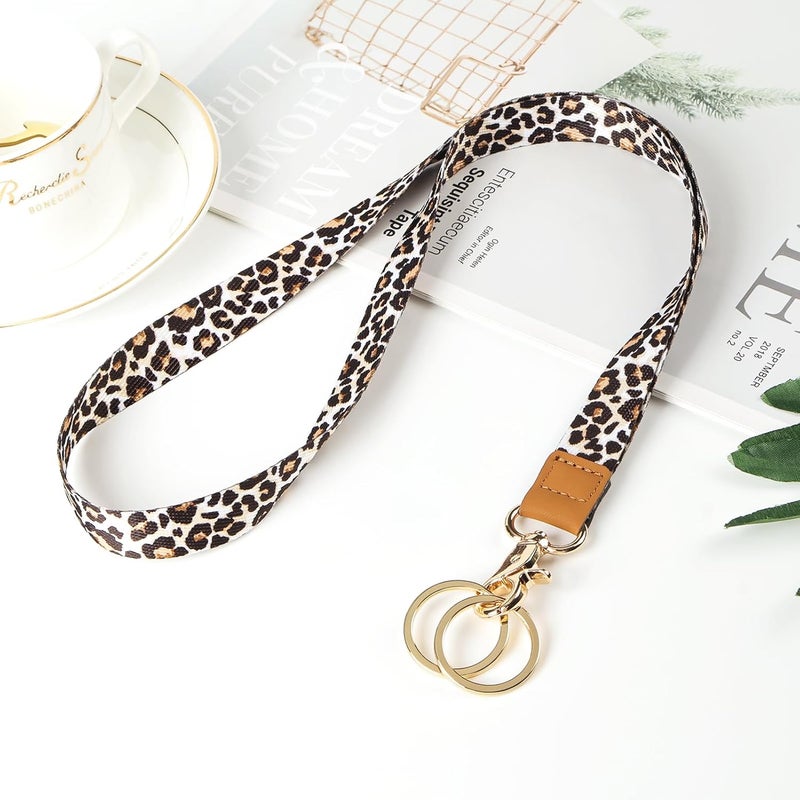 Knagsfa Lanyards for Keys, Neck Lanyards for ID Badges with Metal Hook, Cute Keychain Lanyard for Women, Leopard - Image 5